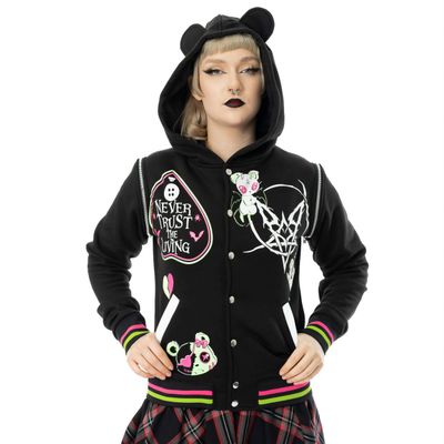 Heartless | Hex Bear varsity jacket met afritsbare mouwen en capuchon