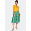 Afbeelding van Voodoo Vixen | Groene jaren '70 bandplooi-rok met vlinders en paddenstoelen print
