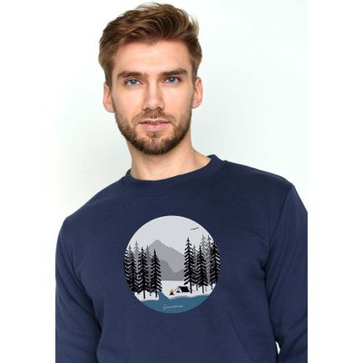 Foto van Green Bomb | Trui sweater Nature campfire, navy blauw bio katoen