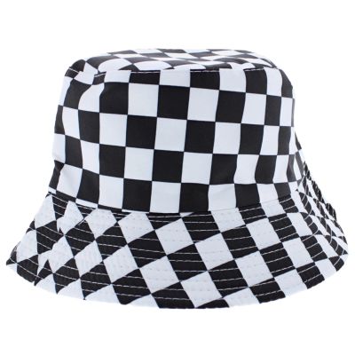 Zacharia | Bucket hat, checkered zwart wit