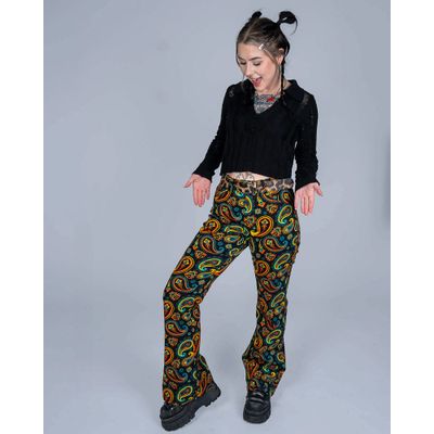 Foto van Run & Fly | Hoge Taille Broek Black met colourfull Paisley Rave