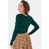 Afbeelding van Voodoo Vixen | Groene cardigan met vosjes en paddenstoeltjes borduursel 