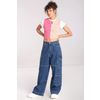 Afbeelding van Hell Bunny | Blauwe denim baggy broek Cameron, met zakken en D-ringen