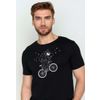 Afbeelding van Green Bomb | T-shirt Bike astronaut print, zwart bio katoen