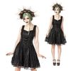 Afbeelding van Sinister | Gothic Lolita mini-jurk Rosie, zwart kant met zwart satijn
