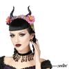 Afbeelding van Sinister | Gothic choker Jennygit, zwart kant met zwarte kralen