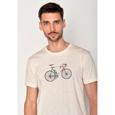 Foto van Green Bomb | T-shirt Bike Enzo, creme wit bio katoen