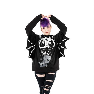 Foto van Cupcake Cult | Zipper-hoody met Bat Doll print vleermuis vleugels en capuchon met oren