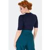 Afbeelding van Voodoo Vixen | Blauw jaren '80 truitje met korte mouwen met Venus Flytrap borduursel
