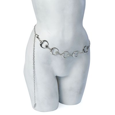 Foto van Banned | Heupketting silver crescent met maantjes, sterren en zonnetje