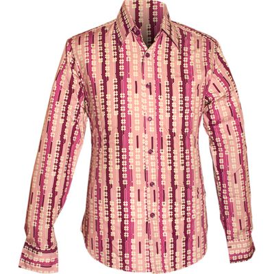 Foto van Chenaski | overhemd Seventies Shamrock Violet, lilac, creme met klaverblaadjes