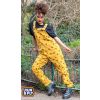 Afbeelding van Run & Fly | Tuinbroek, gele stretch katoen met bijenprint, unisex