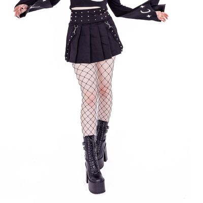 Foto van Vixxsin | Punky plooi-mini rok Lorena met studs en bondage banden met clips