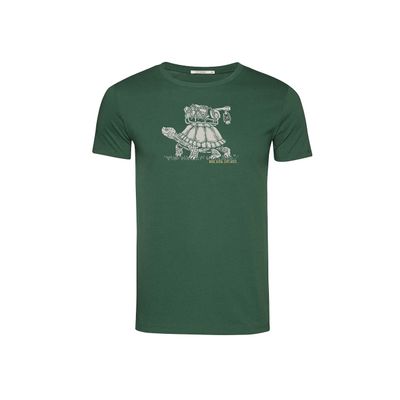 Foto van Green Bomb | T-shirt Turtle walk, bottle green bio katoen