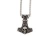 Afbeelding van Zacharia | Halsketting met Keltische hanger Thor's Hammer met skull, Rhodium