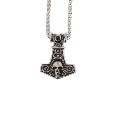 Foto van Zacharia | Halsketting met Keltische hanger Thor's Hammer met skull, Rhodium