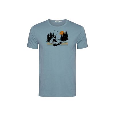 Foto van Green Bomb | T-shirt Nature canoe tent, licht blauw bio katoen