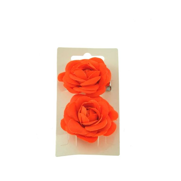 Zacharia | Paar, oranje roosjes op haarclips 