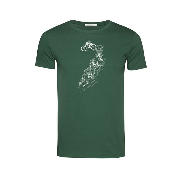 Green Bomb | T-shirt Bike Rock Jump print, groen bio katoen