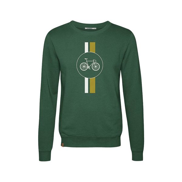 Green Bomb | Trui sweater Bike Highway, bottle green bio katoen