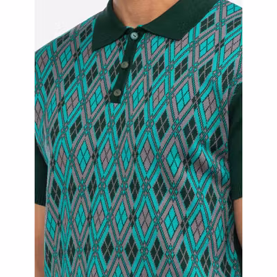 Foto van ATO Berlin | Polo Enky bio katoen met donkergroen mint retro patroon