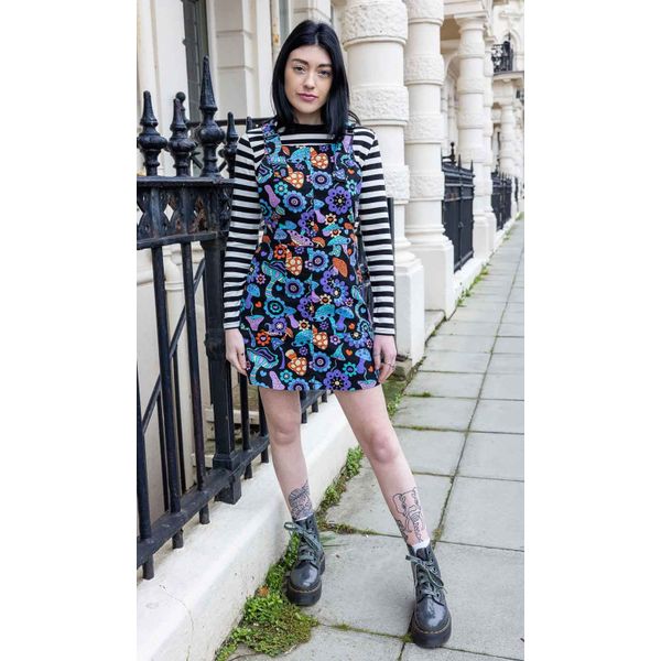 Run & Fly | Jurk Pinafore Mushroom Mayhem, 70's Paddo print