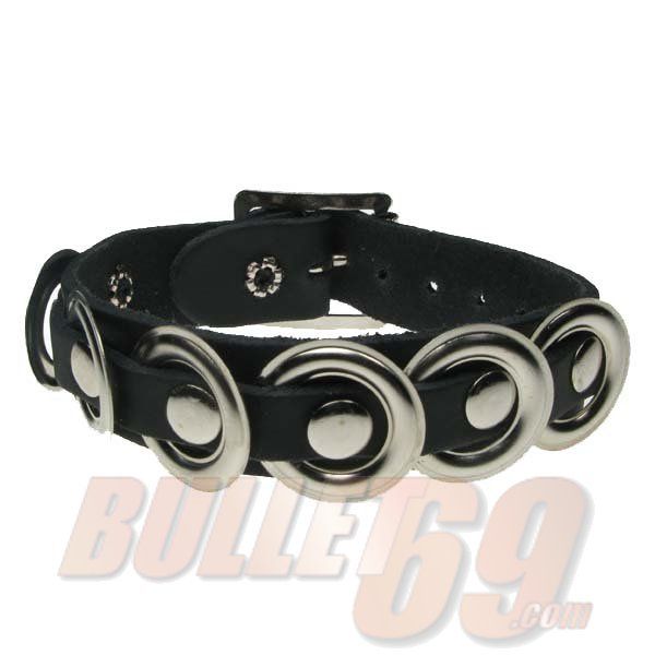Bullet69 | Leren armband met rivet en eyelet ringen