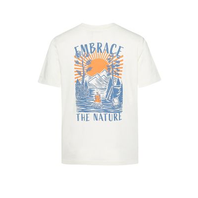 Foto van Green Bomb | T-shirt Embrace nature, moonstone wit bio katoen