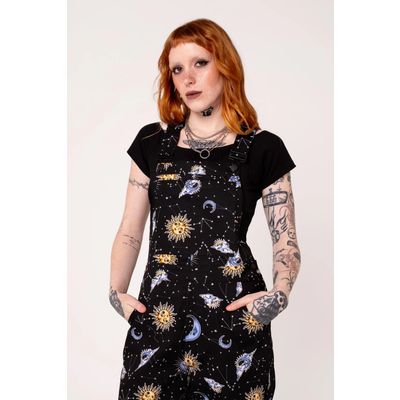 Foto van Hell Bunny | Ruimvallende Dungarees Solaris met manen en sterren