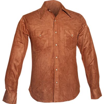 Foto van Chenaski | Cowboy overhemd, simulated suede light brown