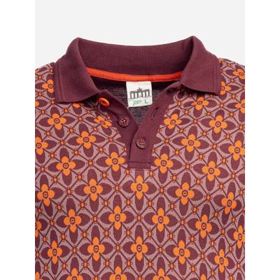 Foto van ATO Berlin | Polo Enzio bio katoen met aubergine en oranje jacquard patroon