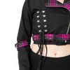 Afbeelding van Heartless | Kort Punkjasje Hexbourne met corset detail, gespen en roze tartan