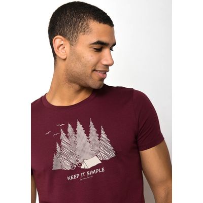 Foto van Green Bomb | T-shirt Nature keep, bordeaux bio katoen