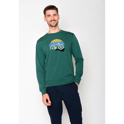 Foto van Green Bomb | Trui sweater Bike downhill, jungle green bio katoen