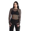 Afbeelding van Banned | Mesh crop top Lilith, zwart jaren 80 fishnet gaas