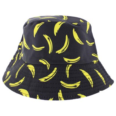 Foto van Zacharia | Bucket hat, zwart met bananen