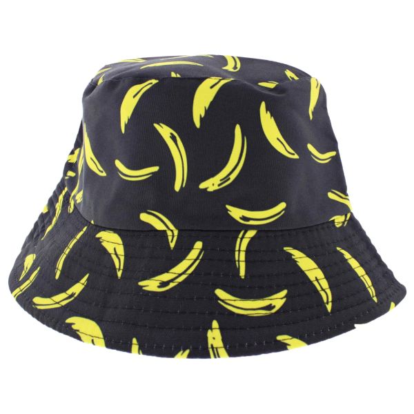 Zacharia | Bucket hat, zwart met bananen