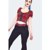 Afbeelding van Jawbreaker | Super flared broek met rode tartan inzet