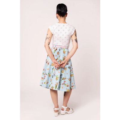 Foto van Hell Bunny | Jaren 50 rok Beatrix blauw met hertjes en konijntjes