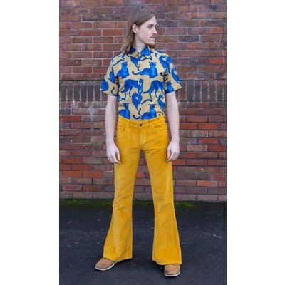 Foto van Run & Fly | Gele jaren 70 ribcord broek met wijde pijpen