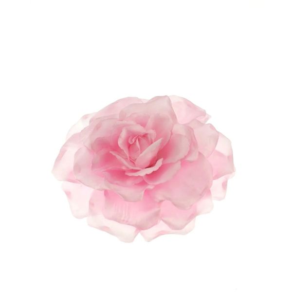 Zacharia | Grote zacht roze roos aan elastiek en brochespeld 