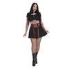 Afbeelding van Banned | Zwarte rok met rode schotse tartan en punky korset ketting