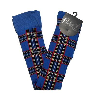 Foto van Flirt | Overknee sokken met blauwe tartan print