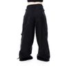 Afbeelding van Vixxsin | Goth punk skaterbroek Mariposa, zwart met corsetdetails en kanten vleugels op de achter