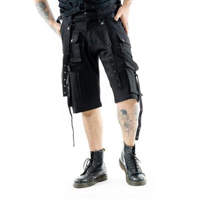 Foto van Poizen Industries | Industrial korte broek Lupin zwart met straps en zakken