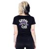 Afbeelding van Cupcake Cult | T-shirt Skelly Cat, zwart met X-ray katjes en paarse vleermuisjes 