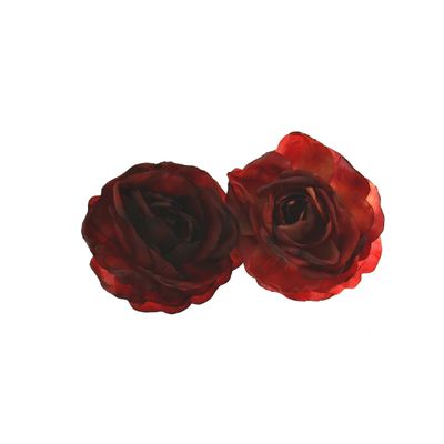 Foto van Zacharia | Bloedrode roos op haarclip en broche 