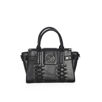 Foto van Banned | Handtas Through the darkness met corset details en pentagram