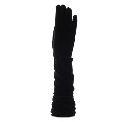 Zacharia | Lange zwarte fluwelen handschoenen