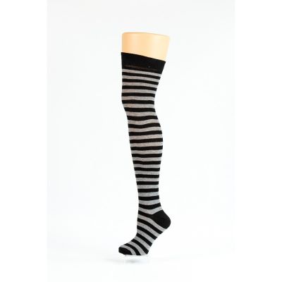 Foto van Flirt | Overknee sokken zwart grijs gestreept